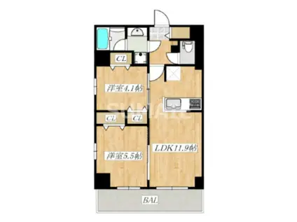 クラウンマンション椿(2LDK/3階)の間取り写真