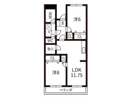 グリーンコーポ草間(2LDK/2階)の間取り写真