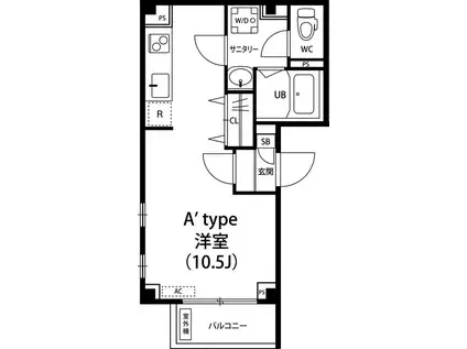 リブリ・清澄白河(ワンルーム/1階)の間取り写真