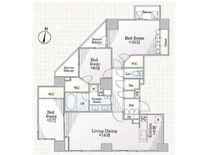 CAVANA南青山(3LDK/9階)の間取り写真