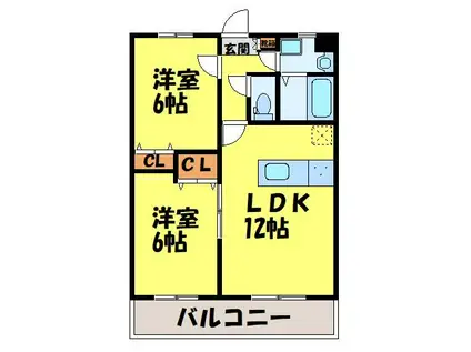 コーポサンガイア(2LDK/1階)の間取り写真