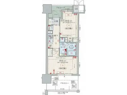 エステムプラザ神戸西Vミラージュ(2K/8階)の間取り写真