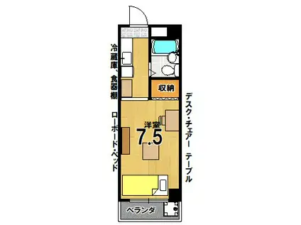 ポート・リジェール78(ワンルーム/2階)の間取り写真