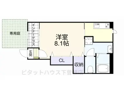 レガシーコートII(1K/1階)の間取り写真