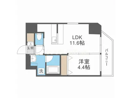 プレジオ都島本通(1K/13階)の間取り写真
