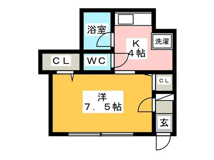 コーポお鷹の道(1K/1階)の間取り写真