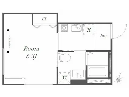 ティーアズール新子安(1K/2階)の間取り写真