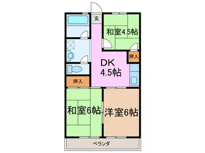 コーポラス美弘苑(3DK/1階)の間取り写真