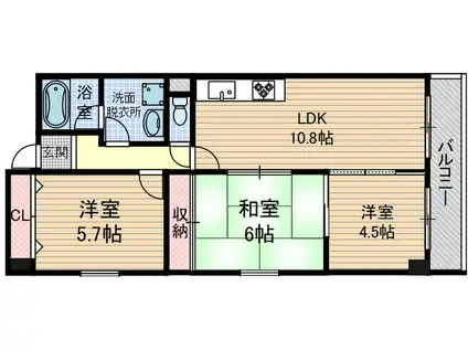 ルミエール南摂津(3LDK/1階)の間取り写真