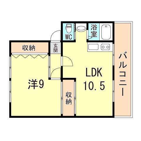 名谷2団地12号棟(1LDK/5階)の間取り写真