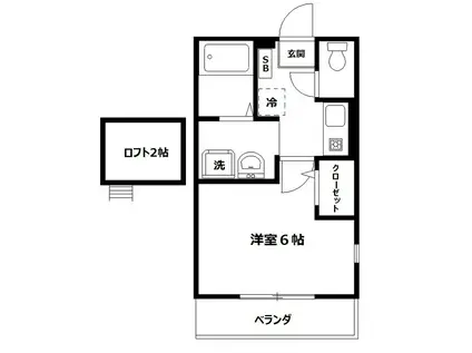 コウジィーコートI(1K/2階)の間取り写真