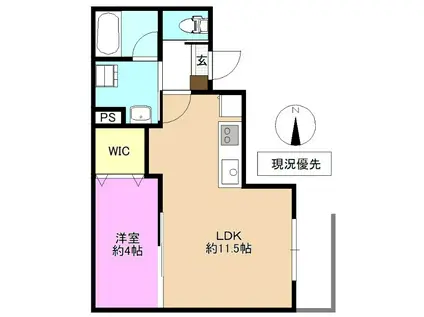 C・R AGATA(1LDK/1階)の間取り写真