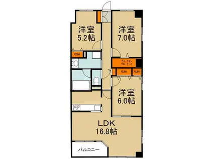 プルミエールふれあいの丘(3LDK/4階)の間取り写真
