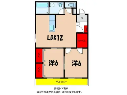 ビークレスト(2LDK/3階)の間取り写真