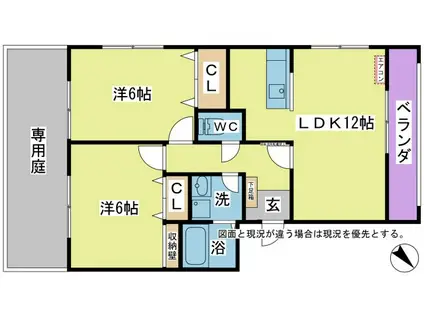 ワコーひた(2LDK/3階)の間取り写真