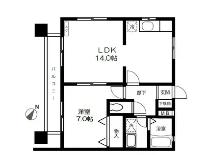 ガーデンロイヤルGII(1LDK/2階)の間取り写真
