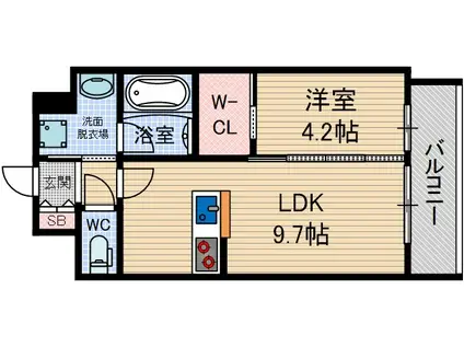 RECIO千里丘(1LDK/4階)の間取り写真