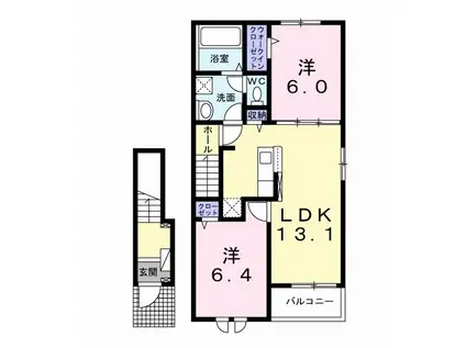 ジョイブライトA(2LDK/2階)の間取り写真