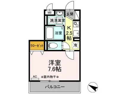 ダイヤモンドハイツ(1K/1階)の間取り写真
