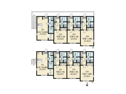 ラフィーネ上大岡IIA棟(1K/1階)の間取り写真