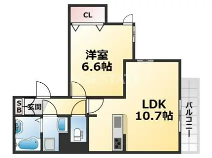PISTA神戸板宿(1LDK/1階)の間取り写真