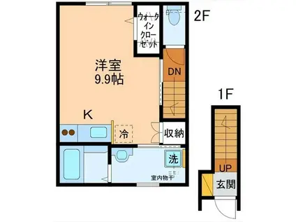 ROMA(ワンルーム/2階)の間取り写真