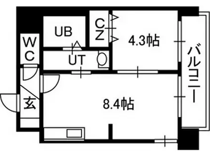 PRIME URBAN北11条(1LDK/7階)の間取り写真