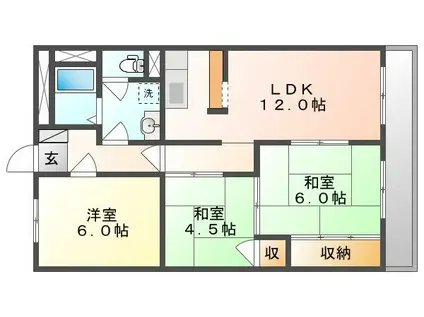 サンハイツ奥田(3LDK/2階)の間取り写真