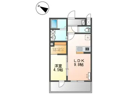 トレジャー東加古川(1LDK/2階)の間取り写真