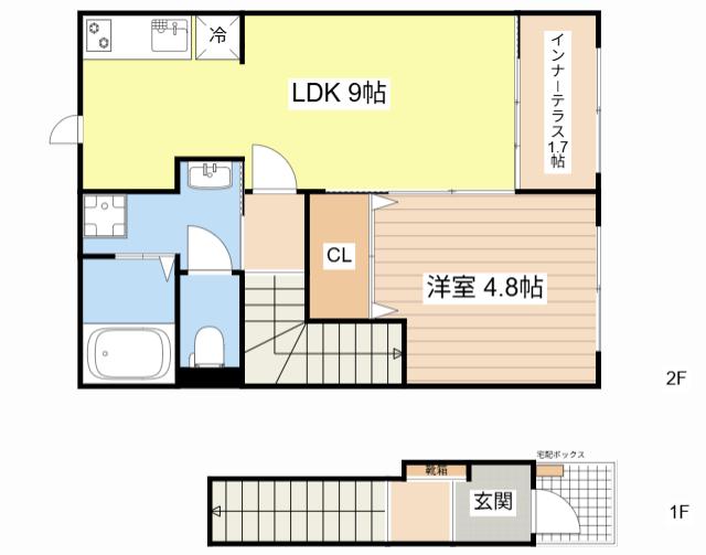 CASA FELICE 深川(1LDK/2階)の間取り写真