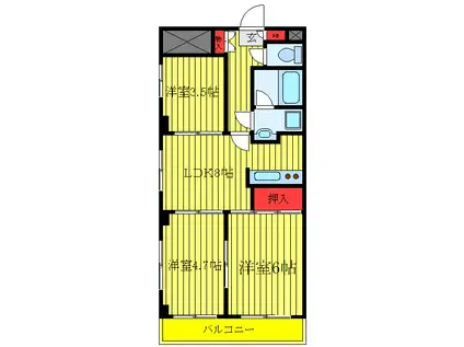 カーサ・フィオーレ(3DK/4階)の間取り写真