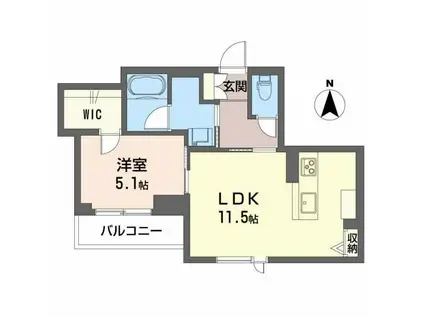 VINCENT HOUSE 上杉(1LDK/2階)の間取り写真