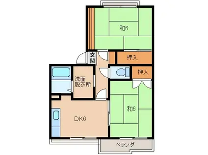 タウニイ方(2DK/2階)の間取り写真
