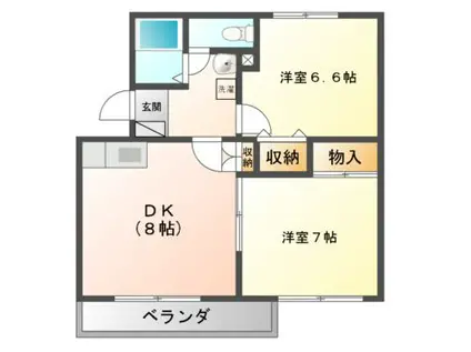 多賀台ヒルズマンションA・B(2DK/1階)の間取り写真