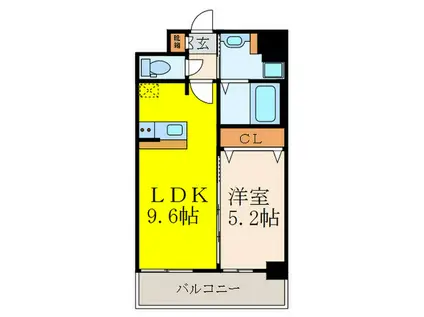 ディームス江坂(1LDK/3階)の間取り写真
