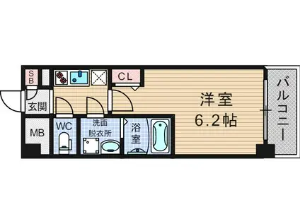 エスリード難波グレイス(1K/6階)の間取り写真