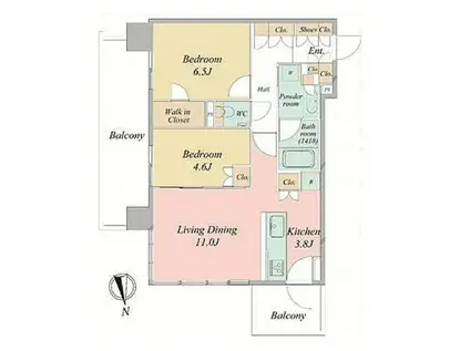 シティタワーズ東京ベイ ウエストタワー(2SLDK/23階)の間取り写真