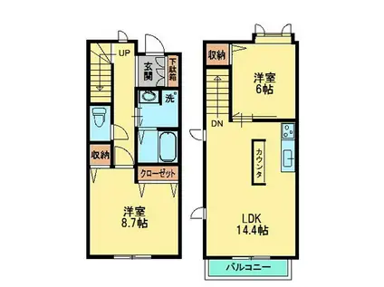 オープスト野島(2LDK/1階)の間取り写真