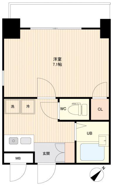 プライムアーバン行徳I(1K/1階)の間取り写真
