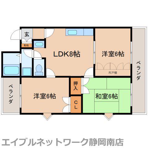 ハピネス西の原(3LDK/2階)の間取り写真