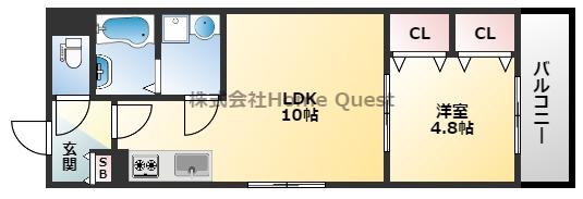 BADGE TOMOI EST III(1LDK/1階)の間取り写真