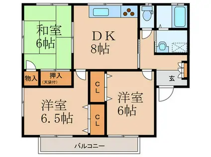 ウインド・イチキA(3DK/1階)の間取り写真