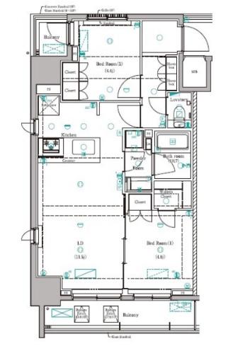 DIPS赤羽RESIDENCE(2LDK/6階)の間取り写真