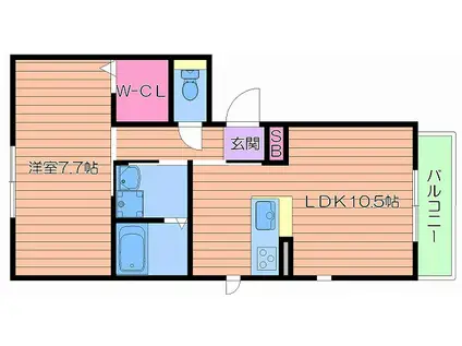 COZY COURT(1LDK/2階)の間取り写真