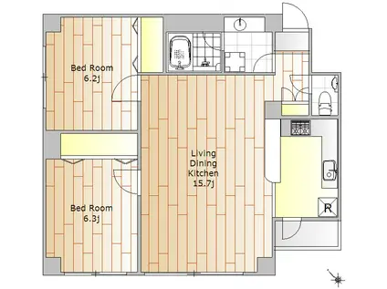 SQUARE FIELD(2LDK/3階)の間取り写真