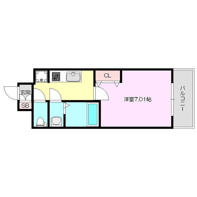ALIVIS SHIMO-SHINJO SOL TERRACE(1K/6階)の間取り写真