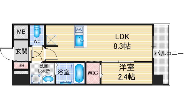 エスリード志賀本通ザ・フロント(1LDK/7階)の間取り写真
