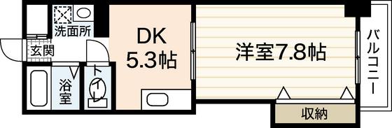 ヴィアーレサンヨー(1DK/6階)の間取り写真