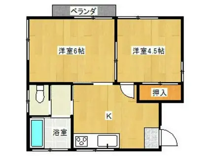 八幡建設ビル(2K/3階)の間取り写真