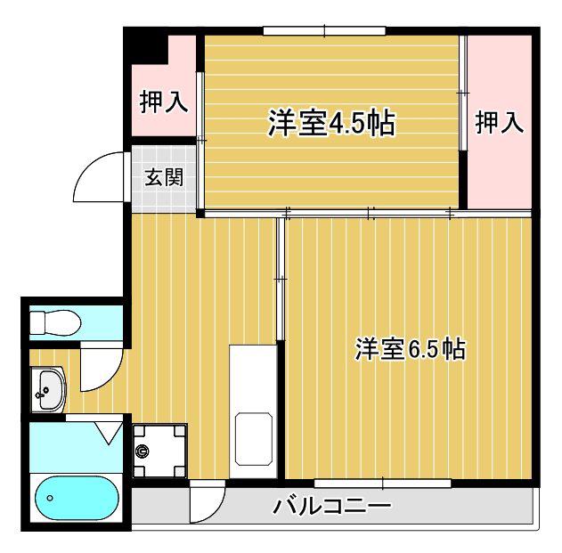 ヴィラナリー豊岡1号棟(2K/5階)の間取り写真